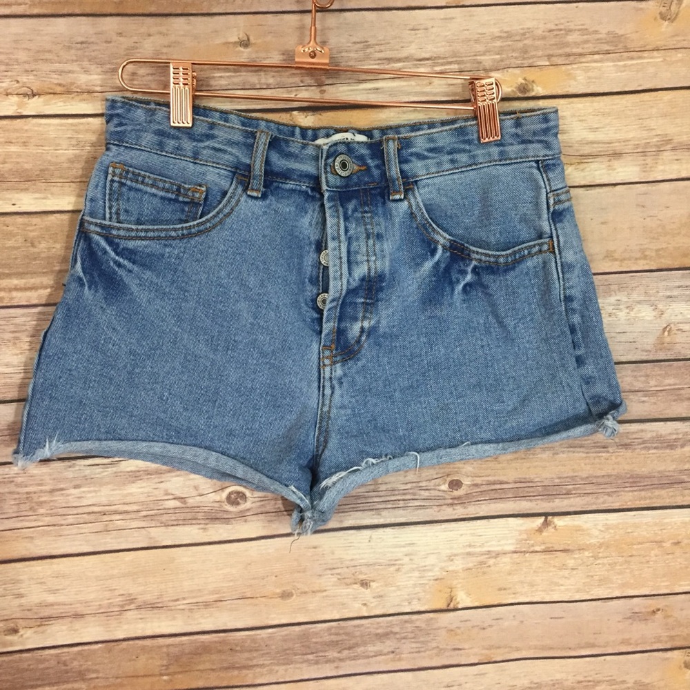 Forever 21 button up jean shorts cutoffs sz 28